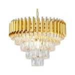 Round Modern Gold Crystal Chandelier - Image 2