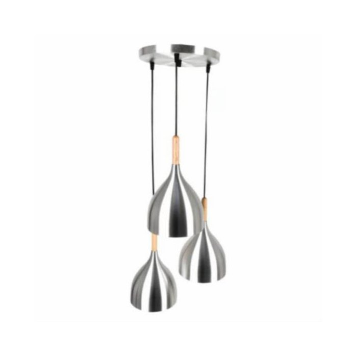 02-Pendant 3Lit Stainless Steel E27-1 Elegant Chrome 3Lit Stainless Steel Pendant - Image 1