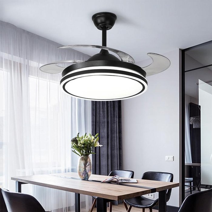 03-Ceiling fan LED Fold up blade Black Foldable Blade LED Ceiling Fan - Image 1