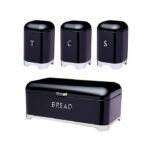 Retro Style Bread Bin with 3-Piece Canister Set