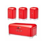 Retro Style Bread Bin with 3-Piece Canister Set - Image 2