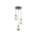 Modern 3Lt Amber Glass Pendant E27