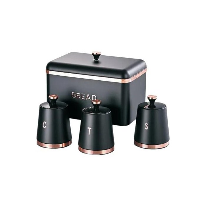 09-Bread bin with canisters-1 Royal Homeware Bread Bin & Canister 4pc Set - Image 1