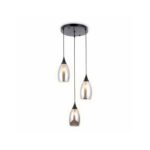 Elegant 3Lit Smoke Black Glass Pendant E27
