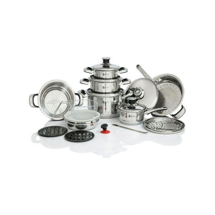 12-Tissoli 21P pot set 1 Tissoli 21Piece Stainless Steel Cookware Set - Image 1